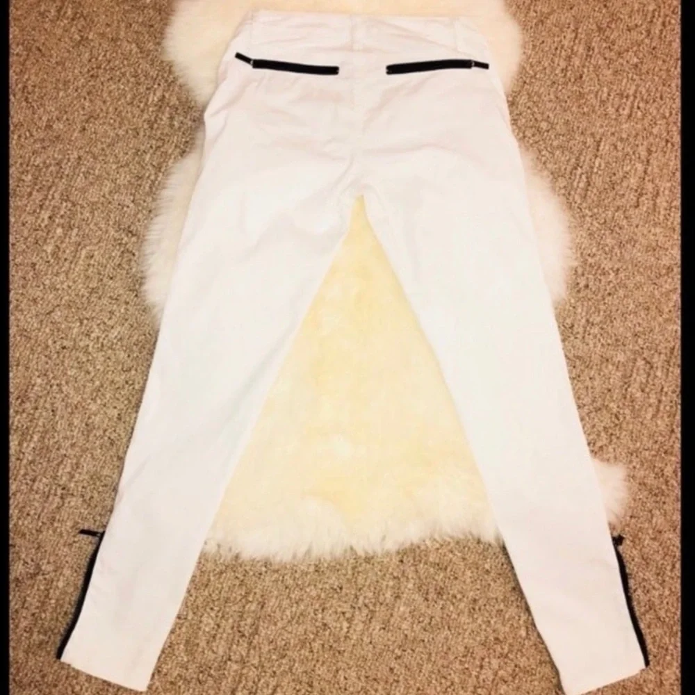 MICHAEL Kors White Skinny Jean Black Zipper Size 2 - Picture 4 of 8